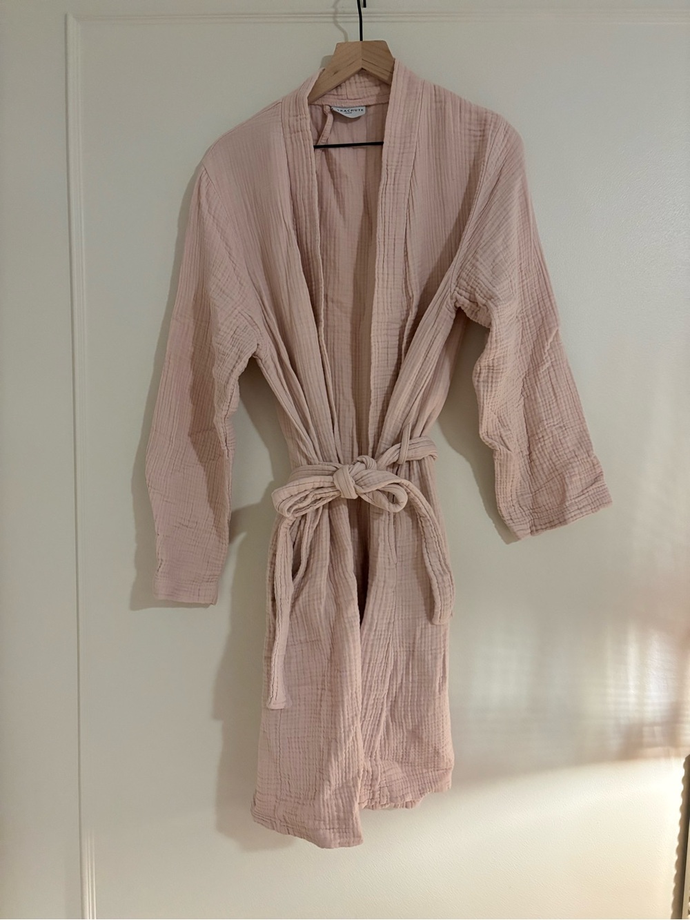 Parachute Cloud Robe Womens Medium Rose Light Pink Cotton Gauze Belted